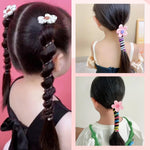 PALAY® 4pcs Spiral Hair Ties for Girls Colorful Braids Telephone Wire Hair Band for Kids Cute Cartoon Elastic Hair Tie Ponytail Holder Maker Hair Accessories for Girls Children