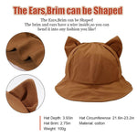 PALAY Bucket Hat for Women featuring Cat Ears and Adjustable 22‑22.8 in Fit | Brown Sun Cap