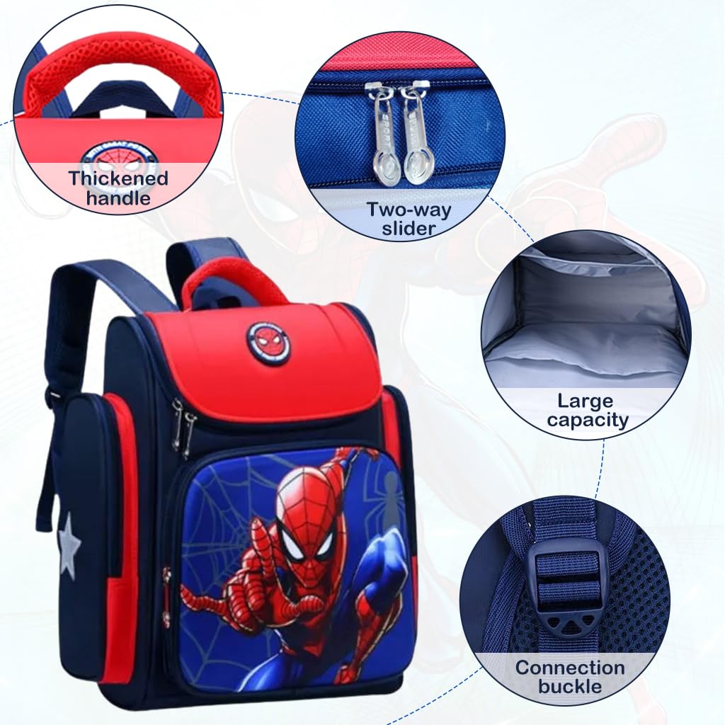 PALAY® School Backpack for Boy Kids Stylish Spider Man Waterpoof School Bag for Kids, Travel, Camping, Burden-relief School Backpack Giftfor Kids 3-6 Years Old, 27x13x38cm