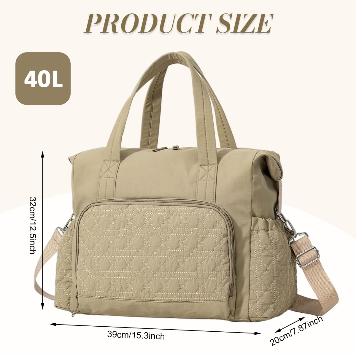 PALAY Women's Quilted Nylon Travel Bag Large Capacity Gym Bag