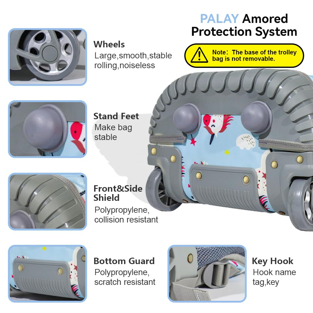 PALAY School Bag for Girls 18 in Backpack with Wheels featuring Retractable T-Bar Handle | Kids Travel and School Use