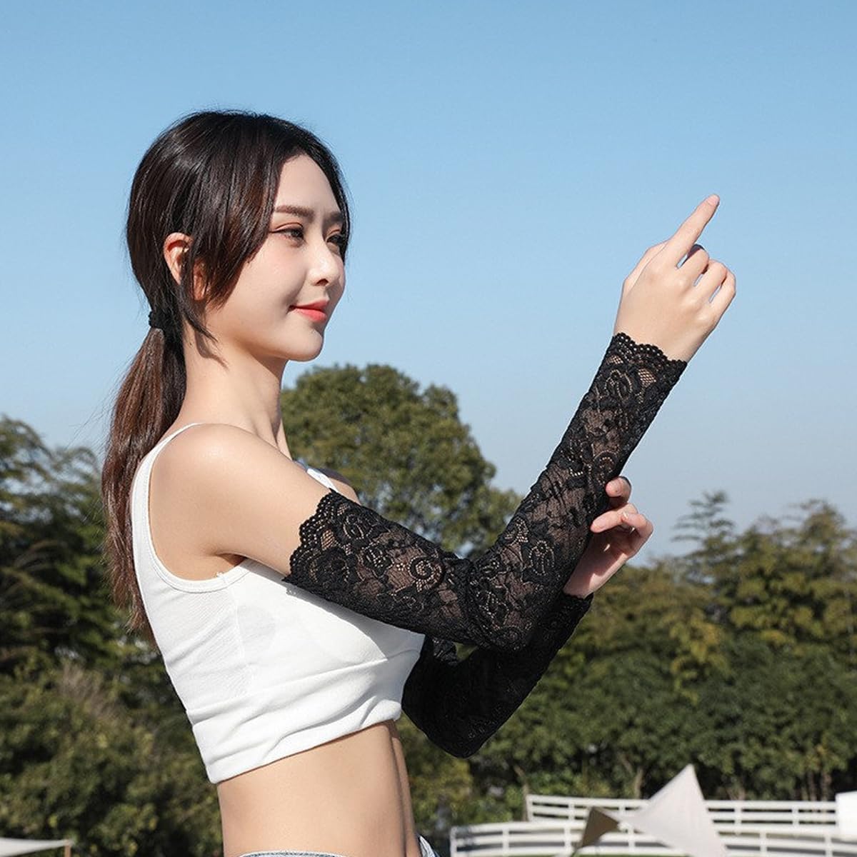 PALAY Arm Sleeves for Women featuring Floral Lace UV Protection | 1 Pair 3PCS Breathable