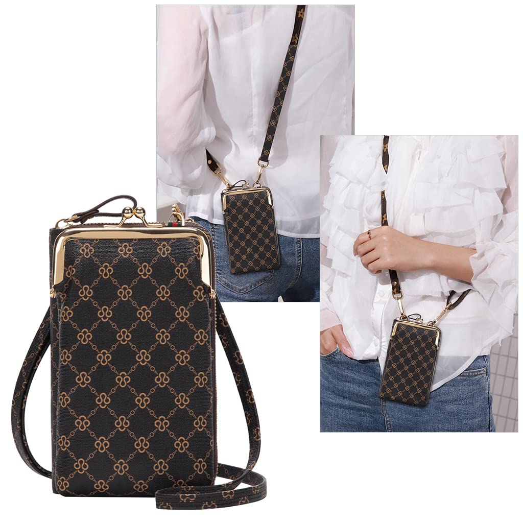 PALAY Crossbody Phone Bag for Women with 7in Size and Adjustable Detachable Strap | Brown PU Leather Wallet Purse