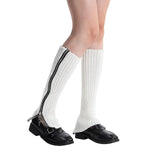 PALAY Women Knitted Leg Warmers 15.7 in for Winter Fashion featuring Zip Up Design and White Acrylic Style
