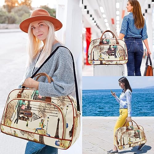 PALAY® Duffle Bags Travel Bags for Women PU Waterproof Large Travel Duffel Bag Carry on Shoulder Bag with Shoulder Strap for Trip X2