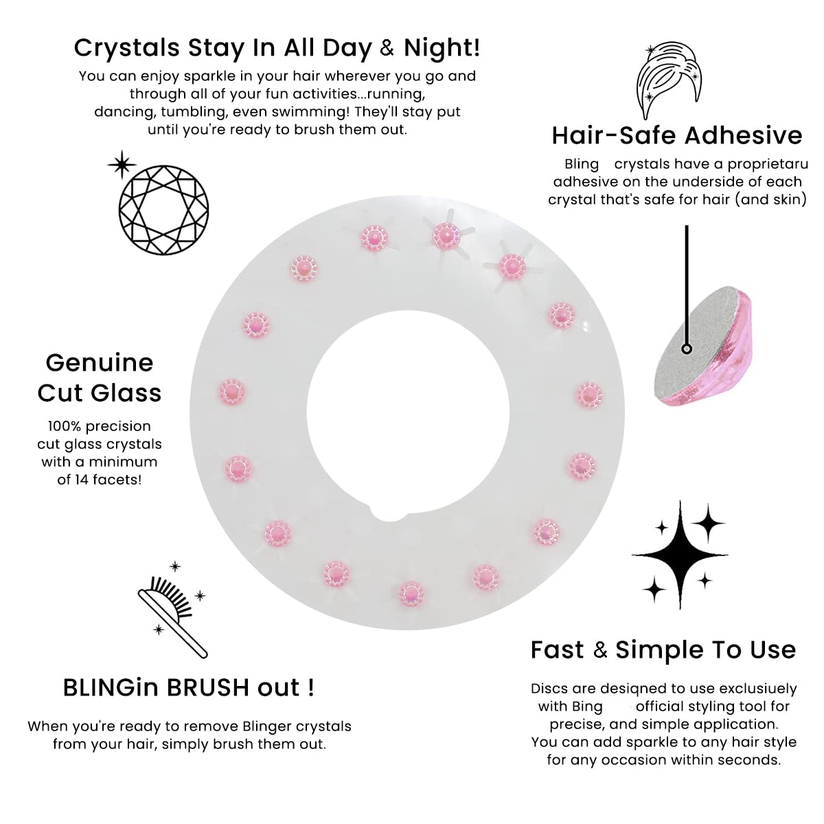 MAYCREATE® Hair Gem Stamper Sparkle Rhinestones Quick Hair Gems Stapler machine with 180pcs Glitter Gems Kit for Girls Kids Age 6+, Bling Hair in Seconds Party Hair-Safe Styling Tools