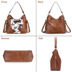 PALAY Shoulder Bag for Women with Removable Crossbody Strap and 31x13x29cm Soft PU Leather | Vintage Brown Spot Patch Tote for Daily Use