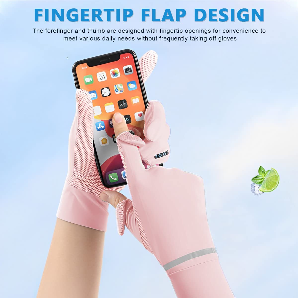 PALAY Silk Hand Gloves for Women with UPF 50 Sun Protection and Open Fingertip Design | 23cm Length