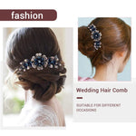 PALAY Hair Clips for Women featuring 12×11×5cm Acrylic flower comb pins | Dark Blue Bridal Accessory