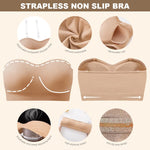 PALAY Women Bra for Strapless Wear with Non Slip Support and Removable Padded Cups | Beige