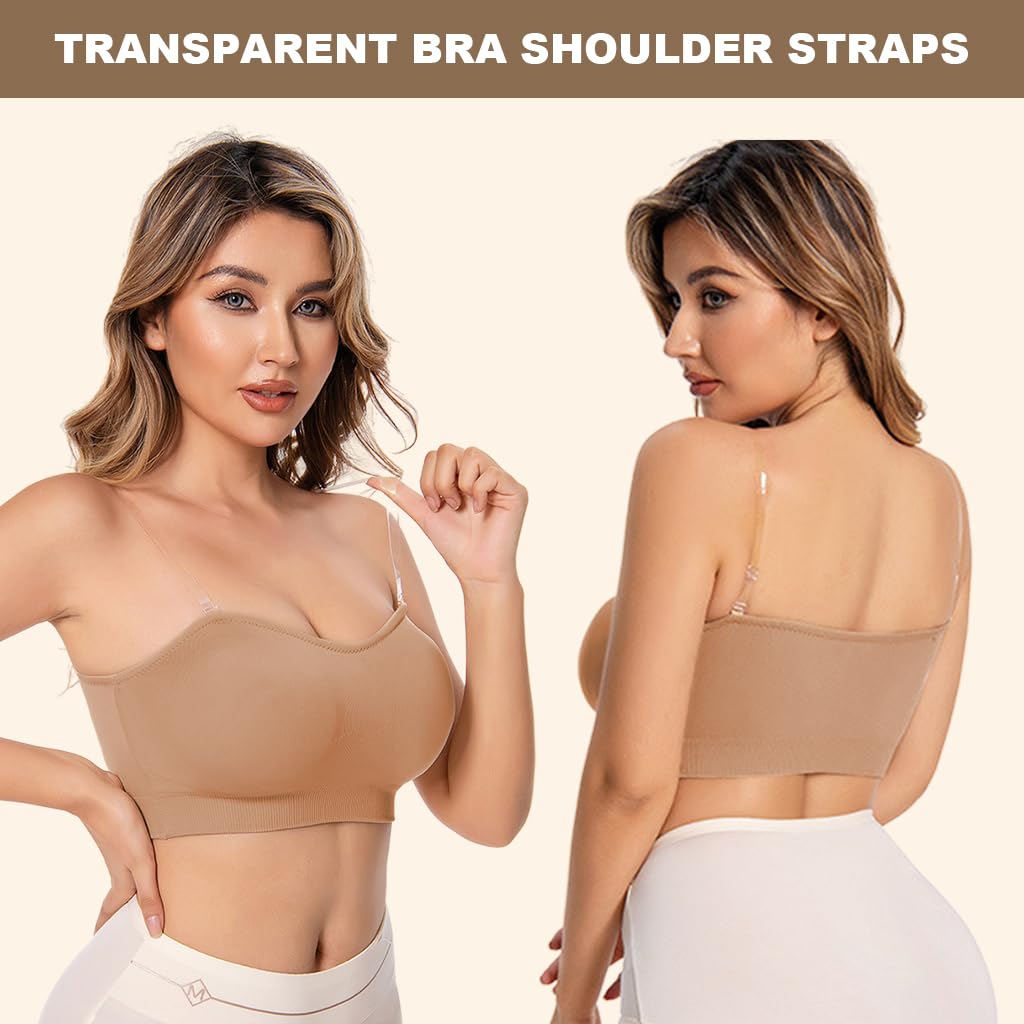 PALAY® Strapless Bra for Women Padded Non-strap Bra for Heavey Breast Off-Shoulder Bra Removable Breast Pads Design Non-slip Bra Casual Strapless Bra, M