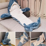 PALAY® Shark Blanket Pajamas for Girls and Boys Teen Soft Fleece Blanket Warm Plush Shark Wearable Blanket Hoodie Onesie Shark Sleeping Bag Pajamas Party Halloween Costumes - M