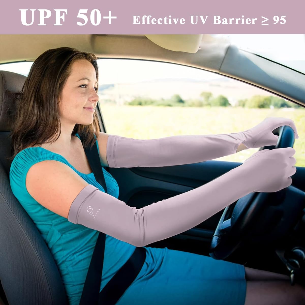 PALAY UV Protection Arm Sleeves for Driving and Cycling with UPF 50+ & Anti Slip Palm | Purple