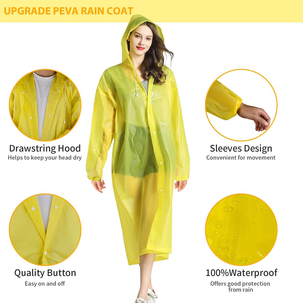 PALAY Rain Ponchos for Camping and Hiking featuring Drawstring Hood and 60 in Length | Reusable PEVA Raincoats for Men and Women