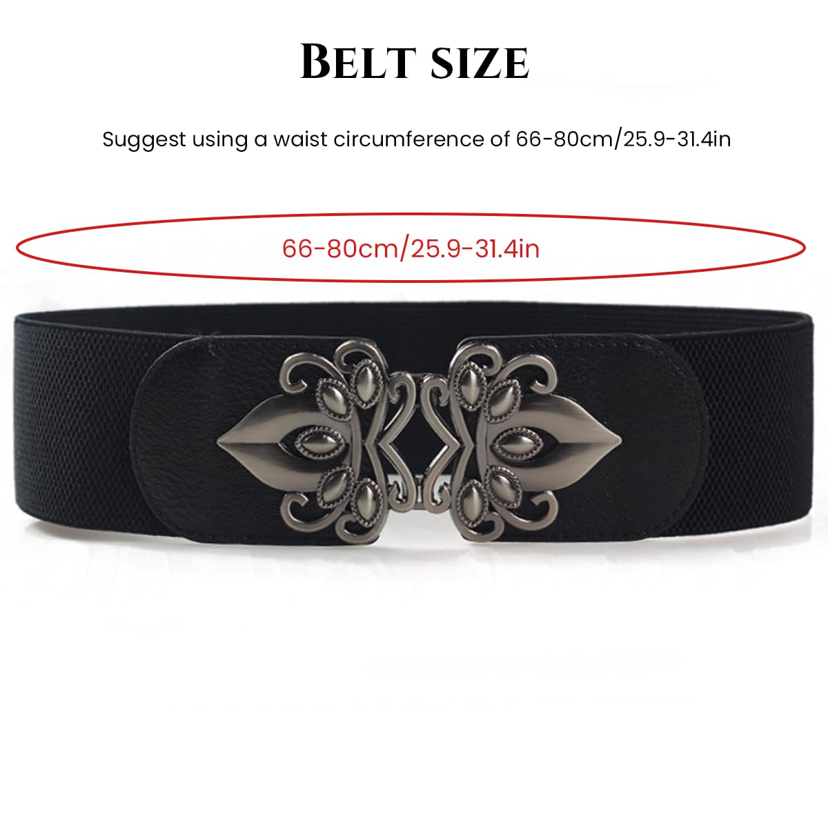PALAY Belt for Women featuring 2.3 in Wide Elastic Waist Design with Retro Interlocking Buckle | Black and Brown Set