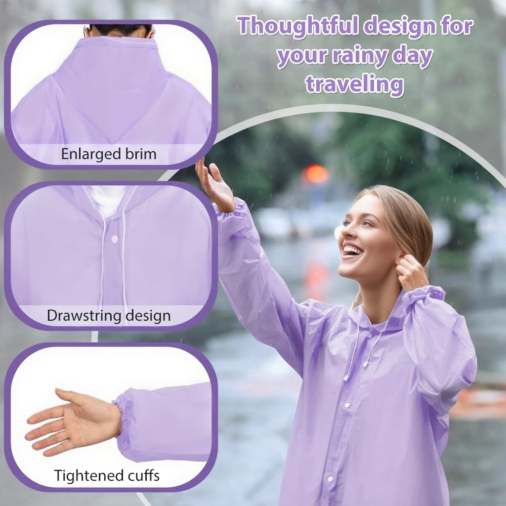 PALAY Rain Ponchos for Camping and Hiking featuring 56.2 in Length EVA Hood | Pack of 2
