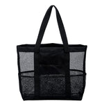 PALAY Beach Tote Bag for Travel and Swimming with Multi Pockets 32×11×32cm Mesh Design | Black