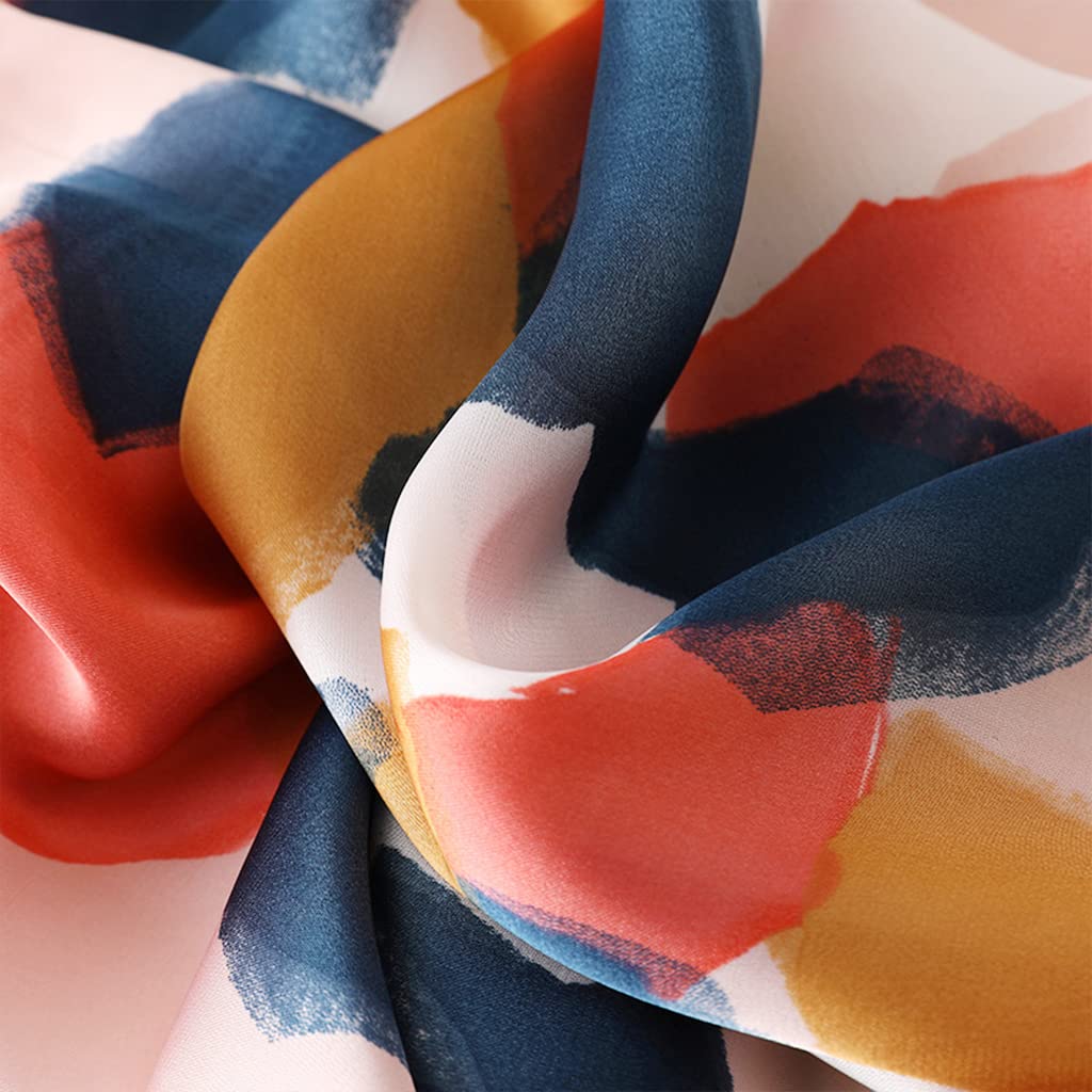 PALAY Square Polyester Scarf for Women with Satin Silk Feel 22×22 in | Soft Printed Wrap