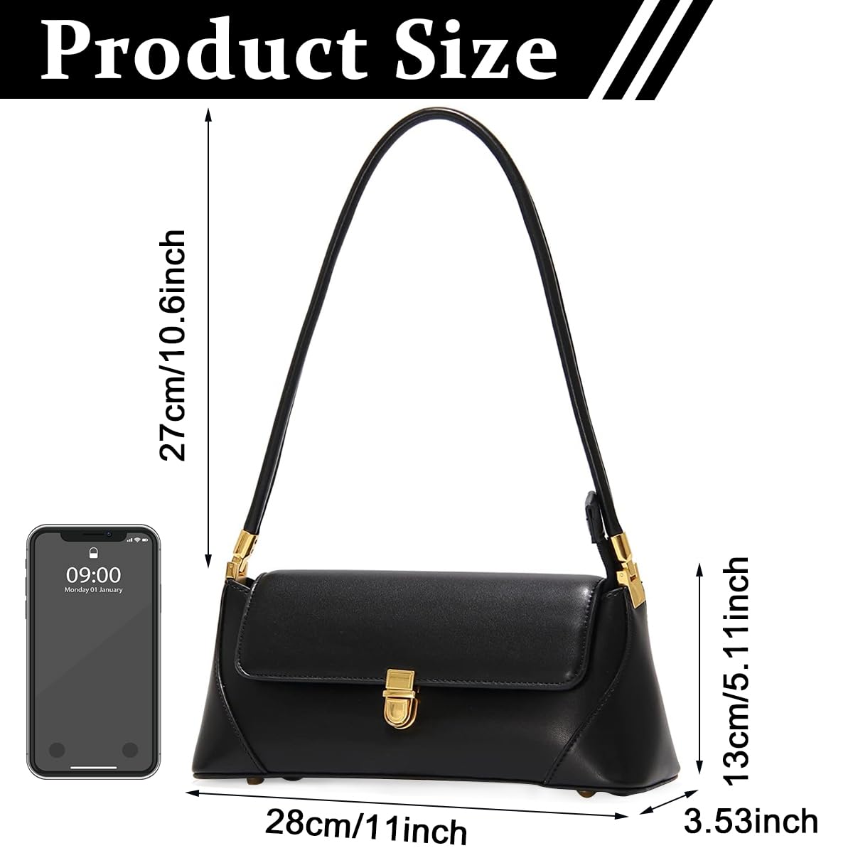 PALAY Women Handbag for Any Occasion with Metal Snap Buckle and PU Leather Design
