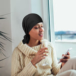 PALAY Head Scarf for Women featuring Pre Tied Elastic Design with Cotton Black 3 PCS | Comfortable Chemo Cap for Hair Loss