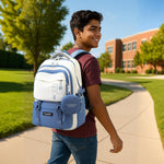 PALAY Girls Backpack for School and Travel with Multi Compartments and Padded Straps | Blue Nylon Design