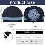 PALAY® Women Hair Wrap Head Wrap Grey Flower Hair Wrap Cap Turban Cap Slouchy Chemo Cap Head Wrap Hat for Women Sleep Hat Headwear, Navy