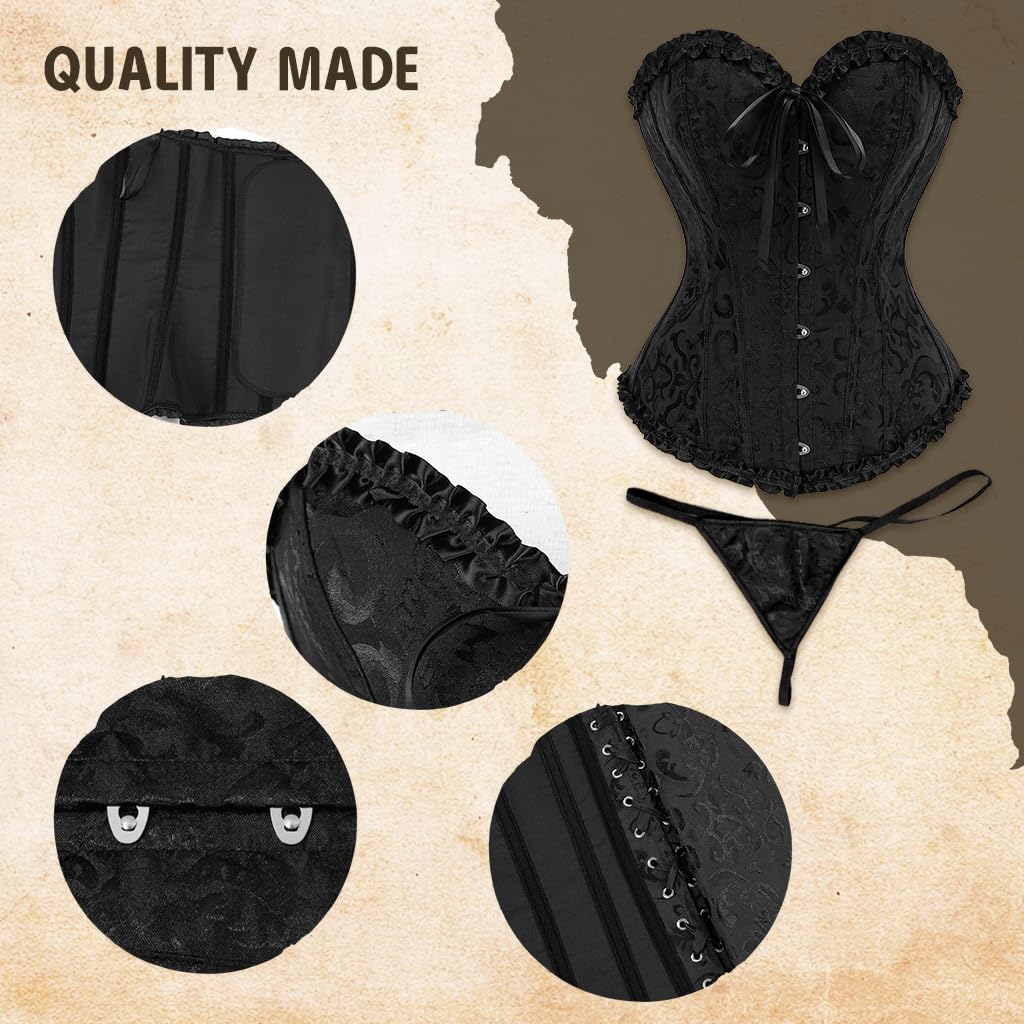 PALAY Corset Tops for Women featuring Lace Up Design and Supportive Boning | 3XL Bustier