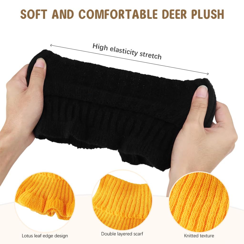 PALAY® 2Pcs Winter Fake Turtleneck Collar Fashion Warm Fake Collar with Flounce Hem Design Fashion Warm Fake Turtleneck Collar Sweater Collar for Crew Neck Sweaters, Blazers(Yellow& White)