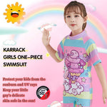 PALAY® Unicorn Swimming Costume For Kids Girls 6-8 Years Old, Multicolored Swim Suit for Kids Girls, One-Piece Cartoon Swimsuit for Girls with Swim Cap, Beachwear Kids Swimming Bathing Suit