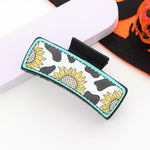 PALAY Hair Claw Clip for Women with Leather Sunflower Print and Secure Grip | Black 4 in