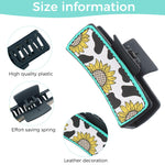 PALAY Hair Claw Clip for Women with Leather Sunflower Print and Secure Grip | Black 4 in