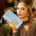 SANNIDHI® Women's Long Wallet Tassel PU Leather Multi- Slots Girls Zipper Coin Large Purse For Girls