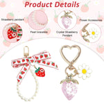 PALAY Strawberry Keychain for Girls featuring Heart Shape Carabiner and Acrylic Beads | 2Pcs Bag Charm Gift