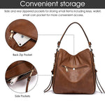 PALAY® Brown Faux Leather Tote Handbag for Women Fashion with Classic Shoulder Crossbody for Lady & Girl Solid Color