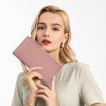 PALAY Wallet for Women with 11 Card Slots and Zipper Pouch in Pink PU Leather | 19.5x10 cm