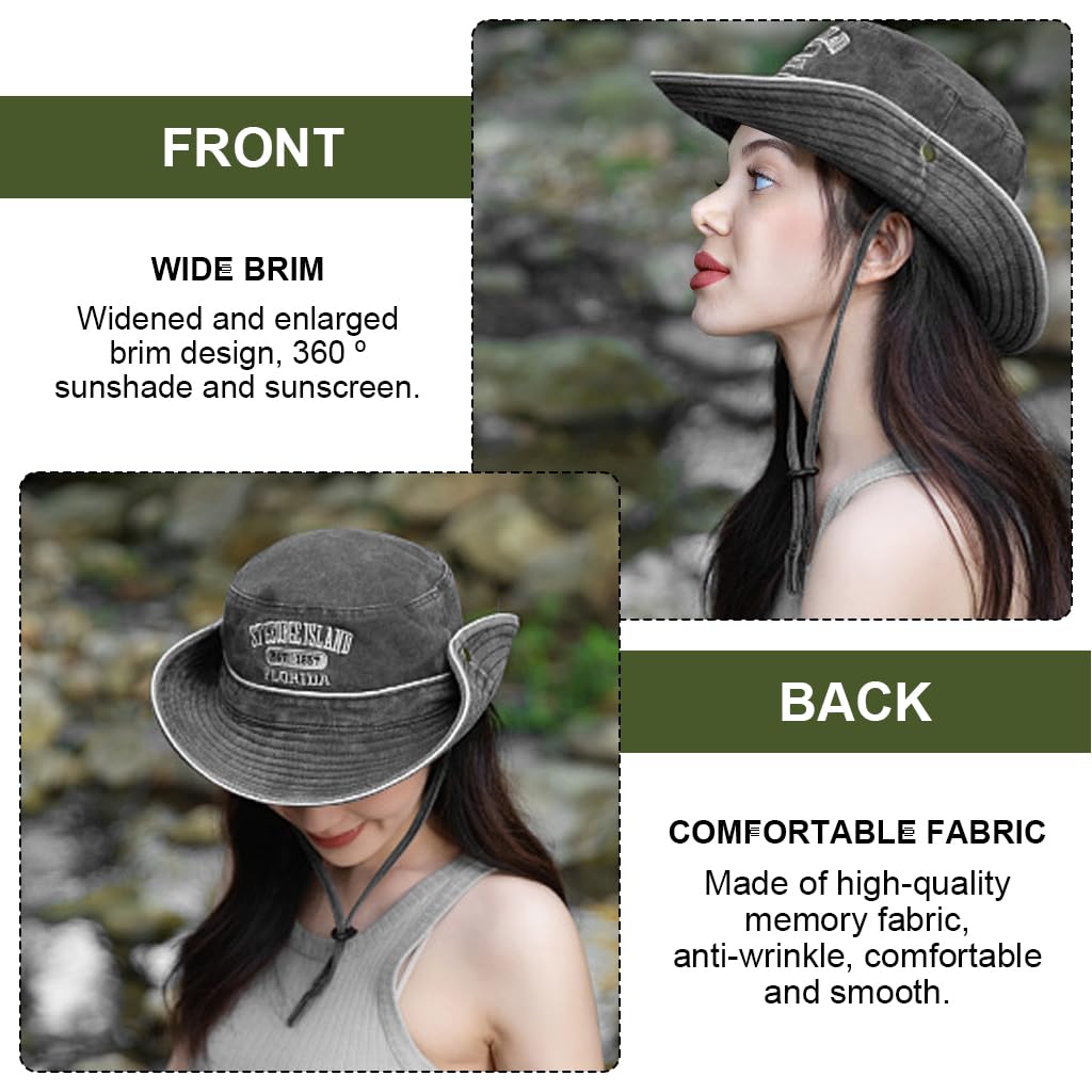 PALAY Cowboy Hats for Men and Women featuring 8cm Wide Brim UPF 50+ Sun Protection | Khaki