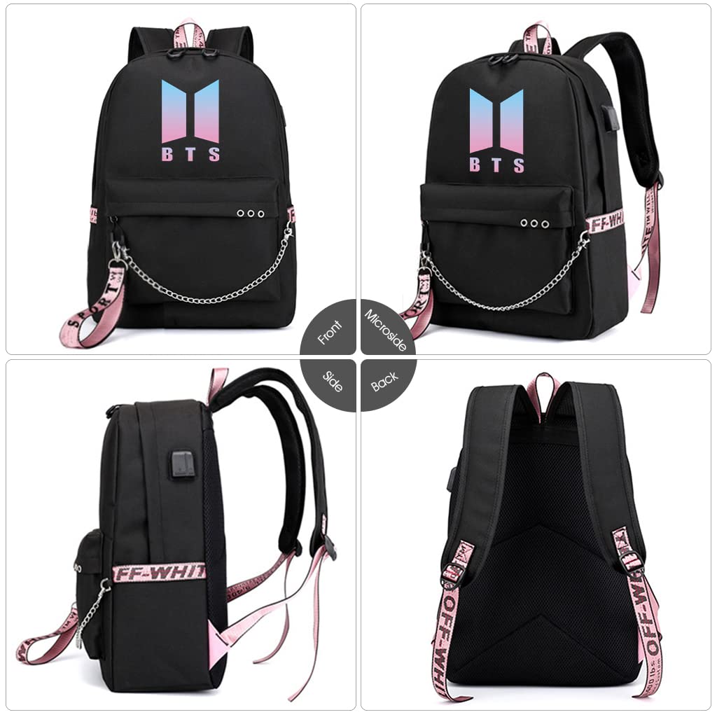 PALAY Backpack for School and Laptop with USB Charging Port and 24 L Capacity | Polyester Daypack for BTS Fans