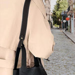 PALAY Purse Bag Handles for Shoulder and Crossbody Bags with Snap Button Closure | 23.6 in Adjustable PU Straps in Black & Beige