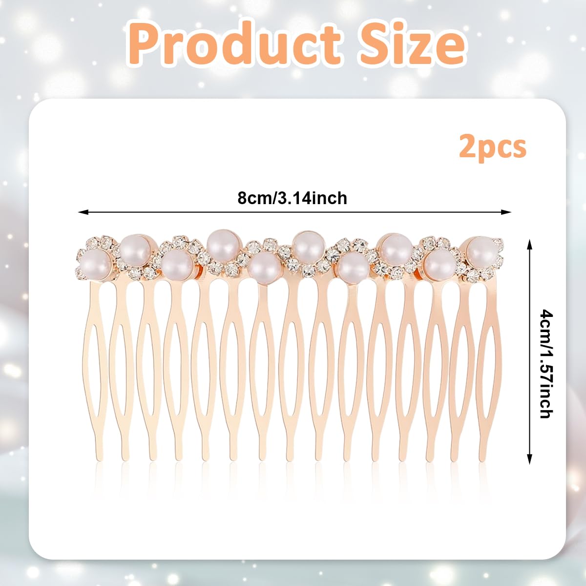PALAY Hair Clips for Women with Pearls and Rhinestones | Rose Gold Metal Set of 2