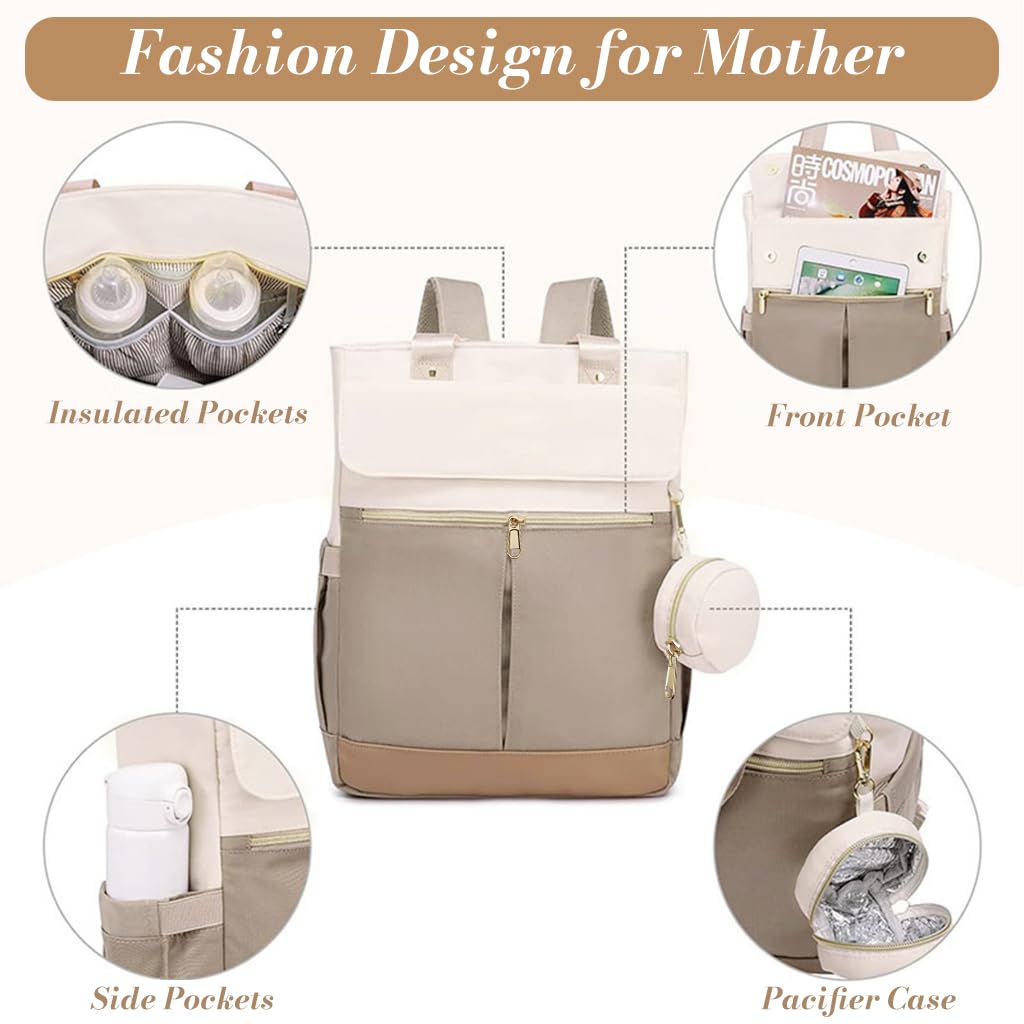 PALAY Diaper Bag Backpack for Travel with Waterproof Changing Pad and Multi Compartments | Comfortable Padded Straps for Mothers