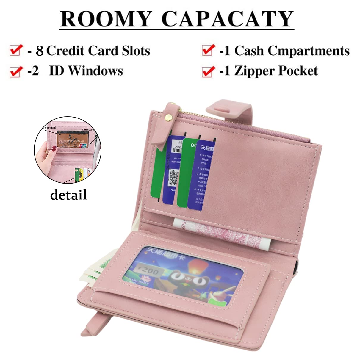 PALAY Small Purse for Women with Bifold Card Organizer and Smooth Zipper | Vibrant Blue PU Leather 5.5x4x0.7 in Wallet