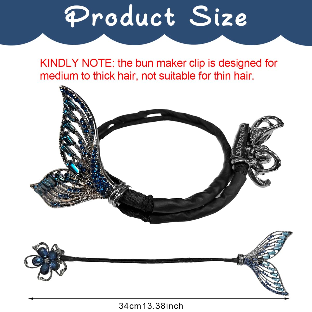 PALAY® Magic Hair Bun Maker for Hair Mermaid Tail Rhinestone Hair Bun Accessories for Women Elegant Hair Accessories for Women Flower Twist Hair Bun Shaper for Medium Thick Hair