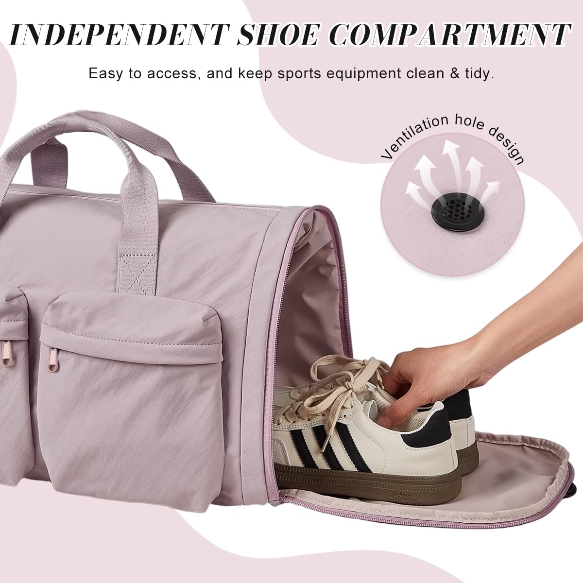 PALAY Women's Foldable Nylon Gym & Travel Duffel Bag with Shoe Compartment