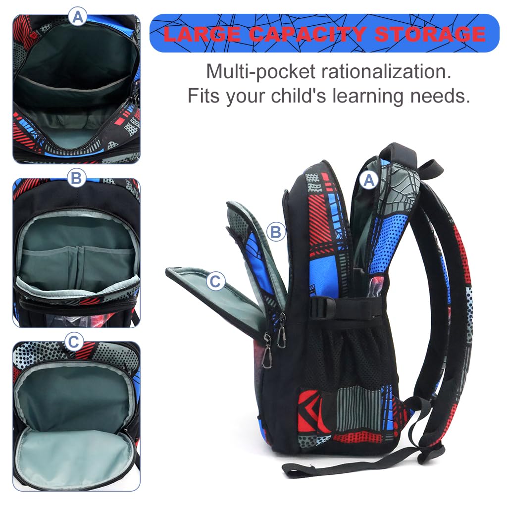 PALAY School Bag for Boys with 3 Compartments Waterproof Oxford Fabric | Lightweight Laptop Backpack for Travel and School