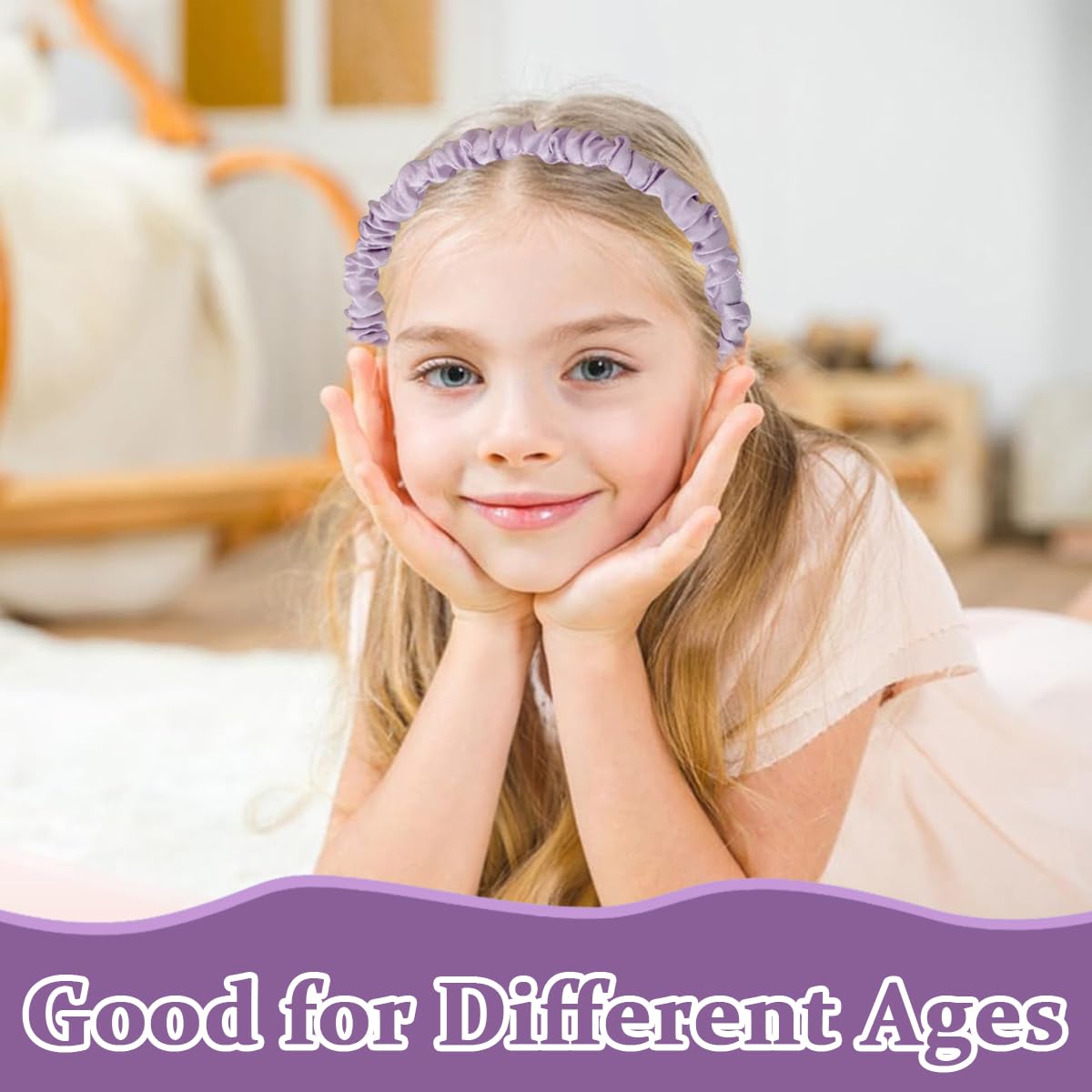 PALAY Headband Set for Women with Floral and Pearl Designs 7pcs | Purple Gift Accessory