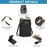 PALAY Crossbody Bags for Women with 11×5×18cm Capacity featuring Back Touch Screen | Black PU Leather Purse Wallet