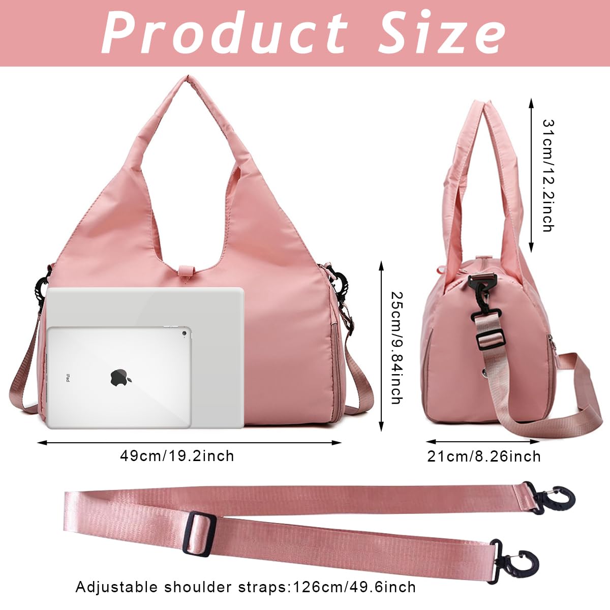 PALAY Women Satchel Handbag for Travel and Gym with Shoes Compartment and Waterproof Oxford Fabric 41x21x25cm