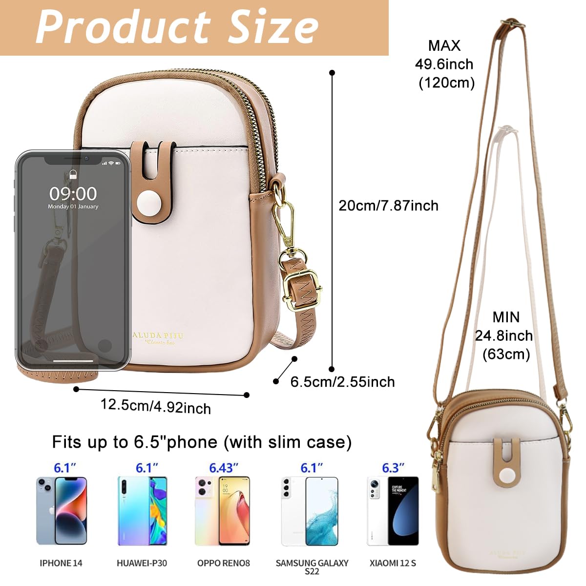 PALAY Mini Phone Bag for Women with Two Zippered Pouches and 12x6.5x20cm Compact Design | PU Contrast Color Crossbody Sling