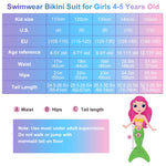PALAY Mermaid Swimming Suit 3Pcs Set for Girls 4–7 Years | Cute Princess Swimwear Costume
