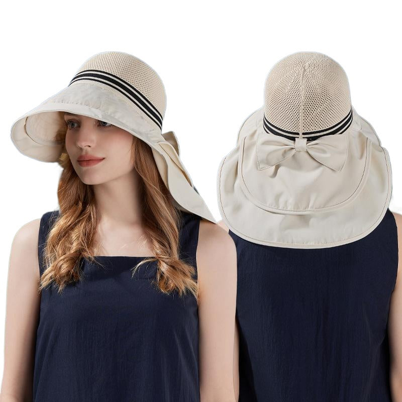 PALAY® Summer Sun Hats for Women, Stylish Beach Hat UPF 50+ Wide Brim Sun Protection Hat for Woman, Breathable Mesh Lightweight Casual Outdoor Travel Hats with Neck Flap - Beige